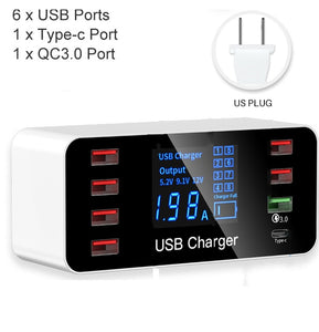 8 Port USB Type C Charger